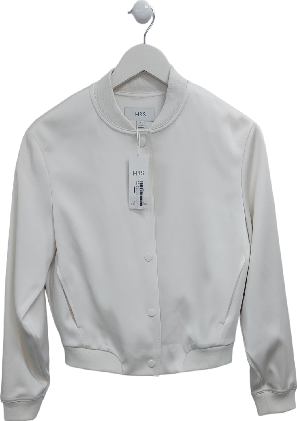 M&S Cream Bomber Jacket In Ivory UK 8