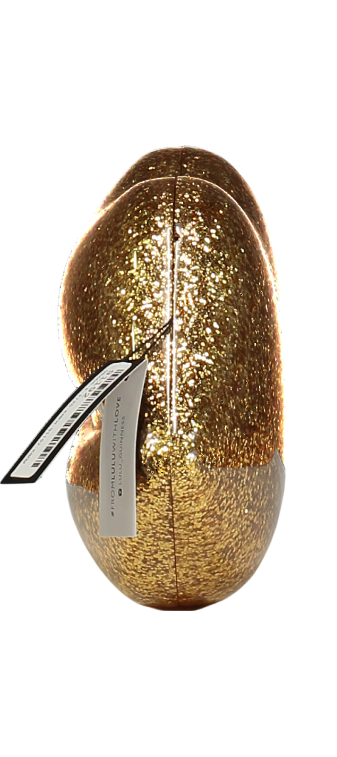 lulu guinness Metallic Perspex Lips Clutch Bag - Gold Glitter