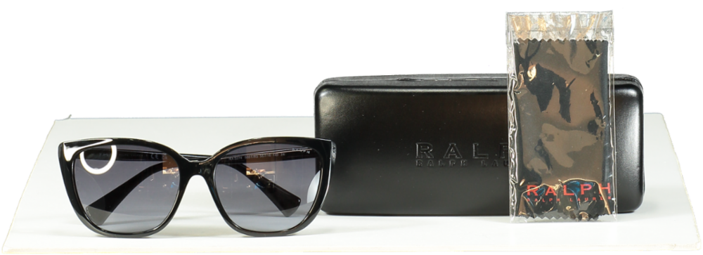 Ralph Lauren Shiny Black Gradient Grey Butterfly RA5274 Sunglasses in case