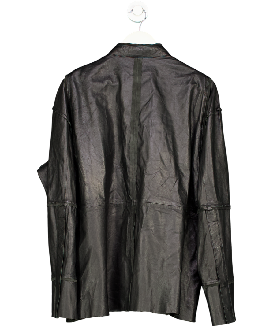 H&M Black Sleek Leather Bomber Jacket UK L