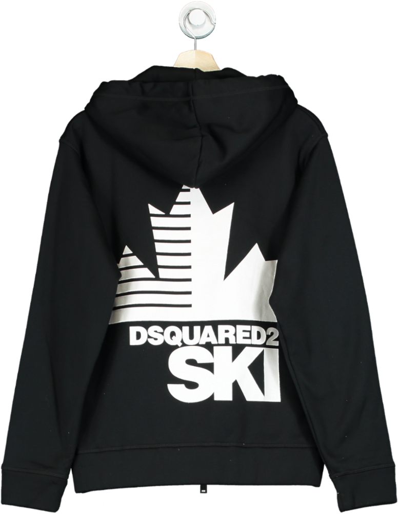 DSQUARED2 Black Tech Fabric Ski Hoodie  UK XS