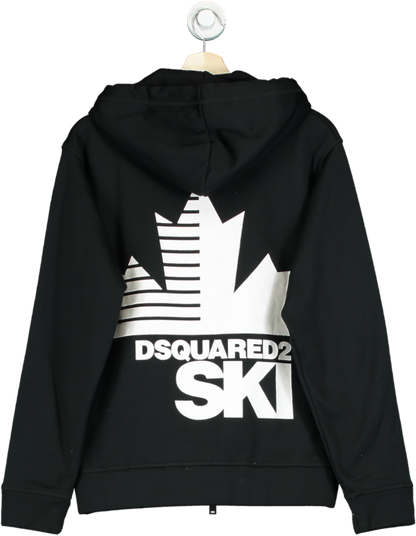 DSQUARED2 Black Tech Fabric Ski Hoodie  UK XS