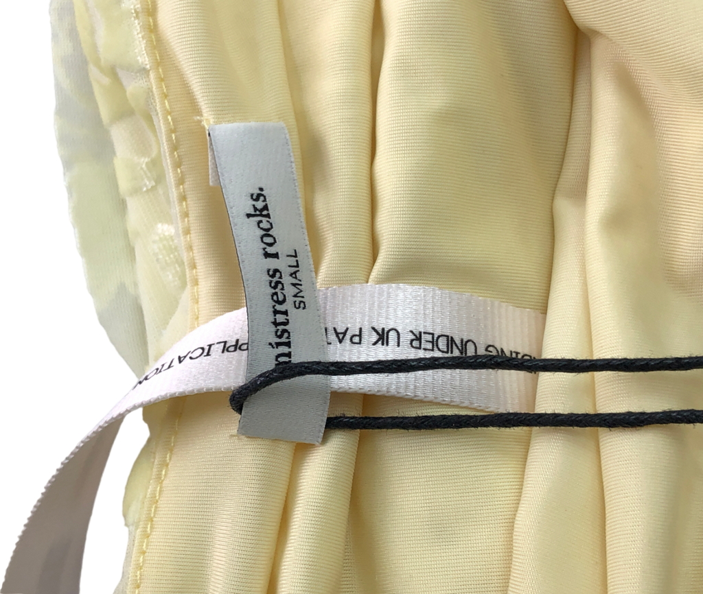 Mistress Rocks Yellow Lemon Devore Asymmetric Top UK S