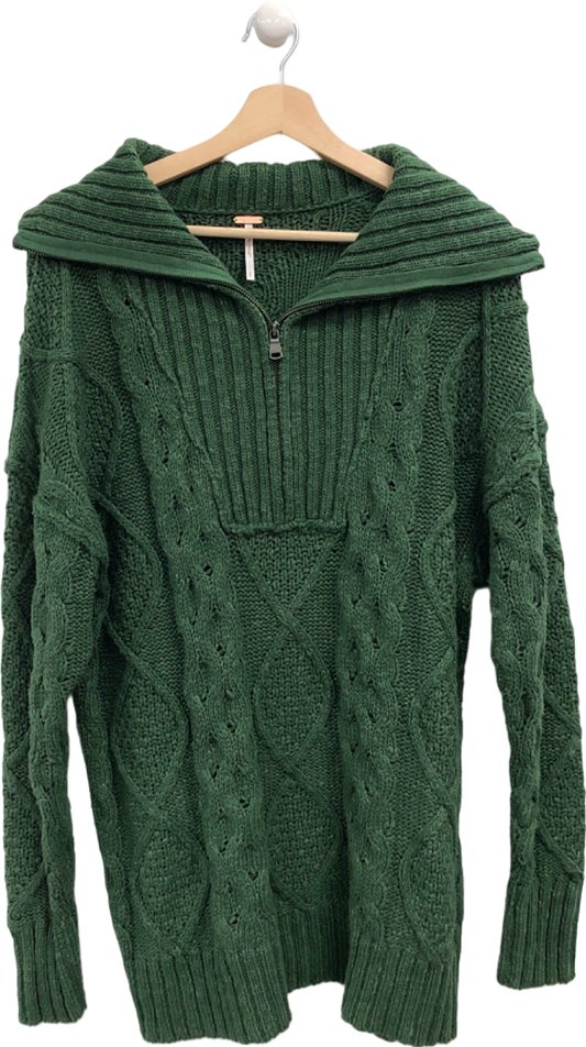 Free People Green Knit Pullover Jumper UK S
