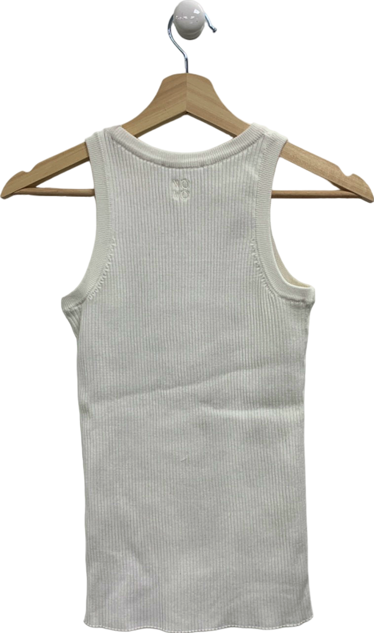 Novo White Ribbed Tank Top UK S