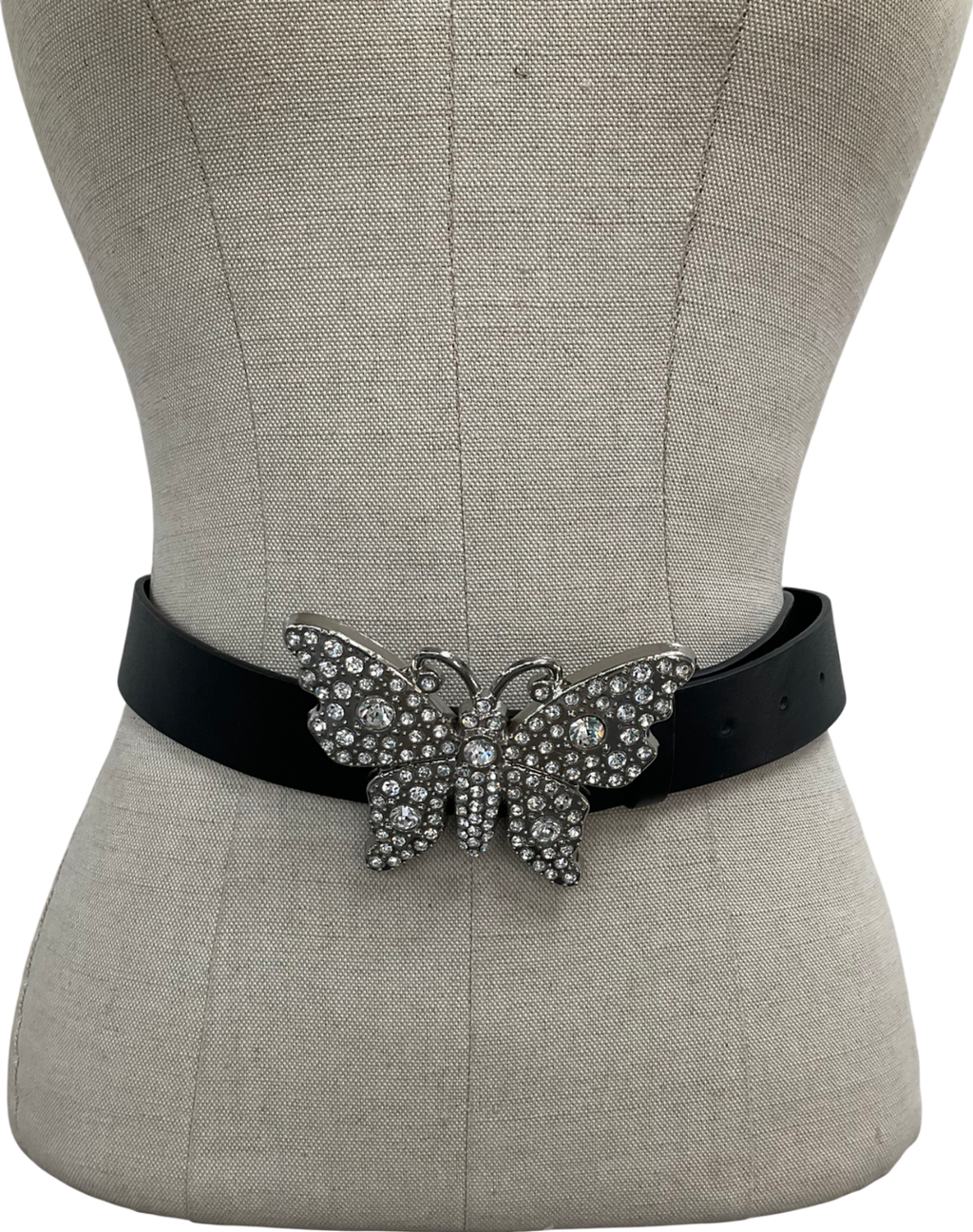 River Island Black Dimante Butterfly Belt UK L
