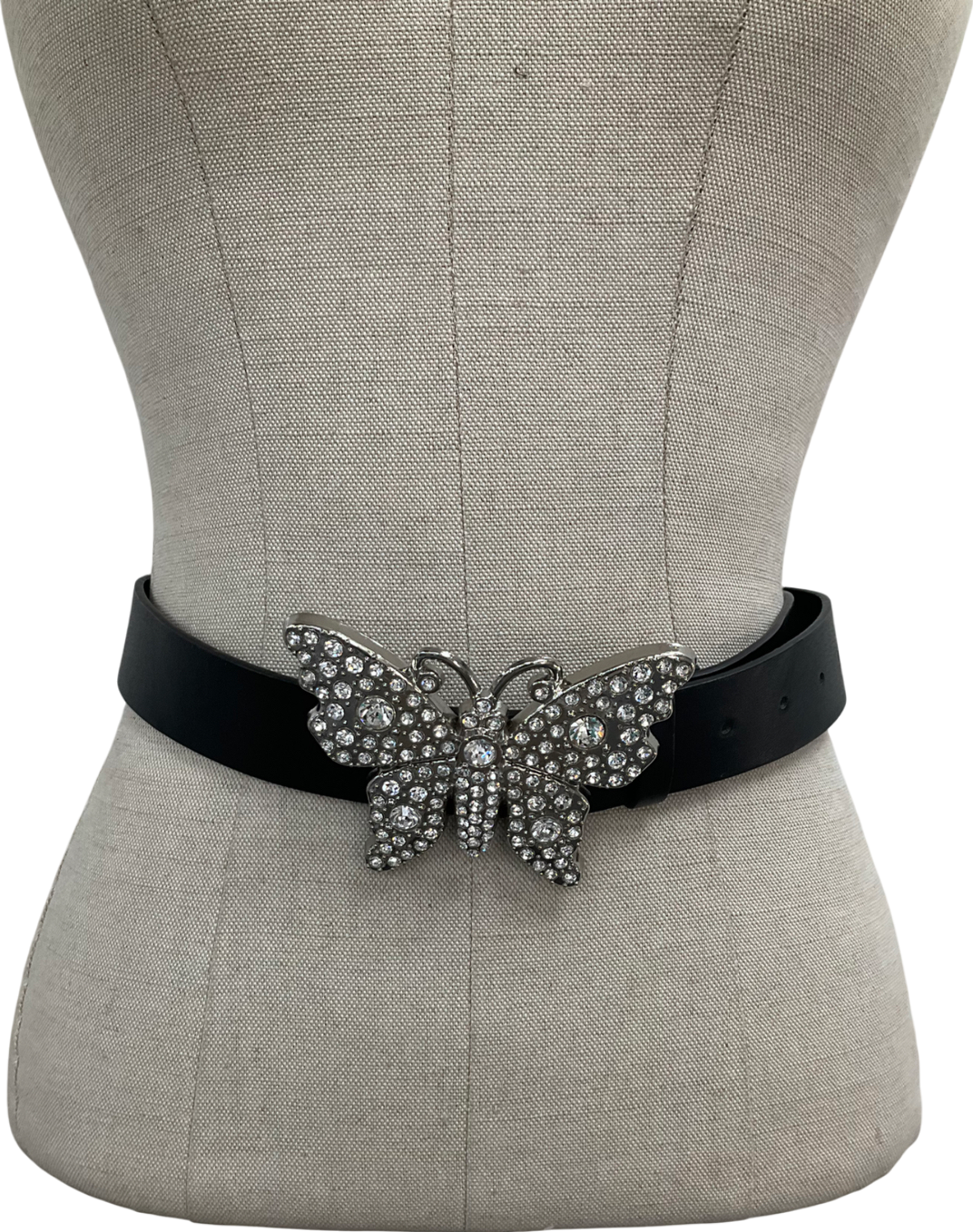 River Island Black Dimante Butterfly Belt UK L