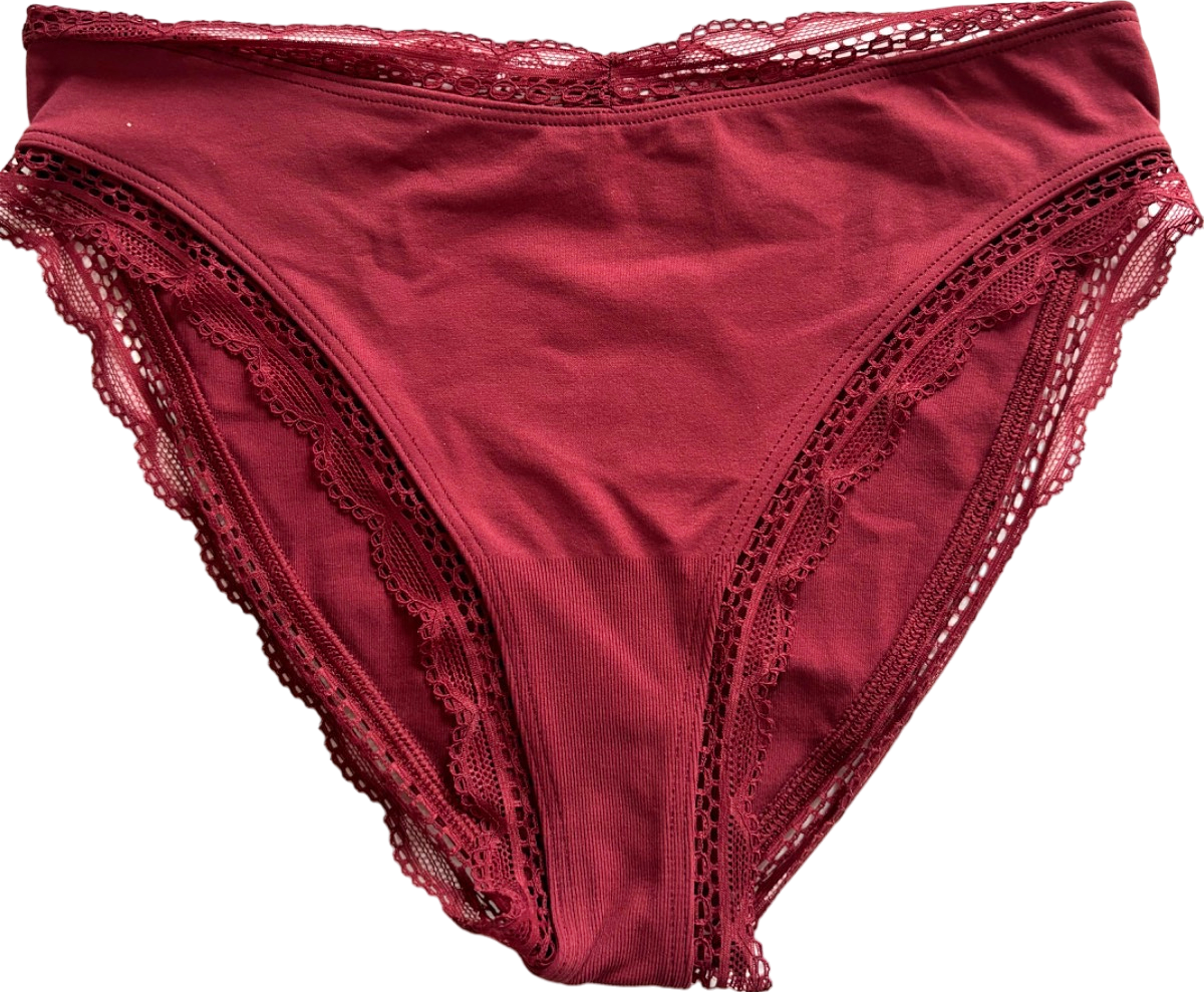 Anthropologie Burgundy Lace Trim Cheeky Panties UK XXS/XS