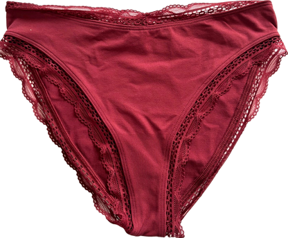 Anthropologie Burgundy Lace Trim Cheeky Panties UK XXS/XS