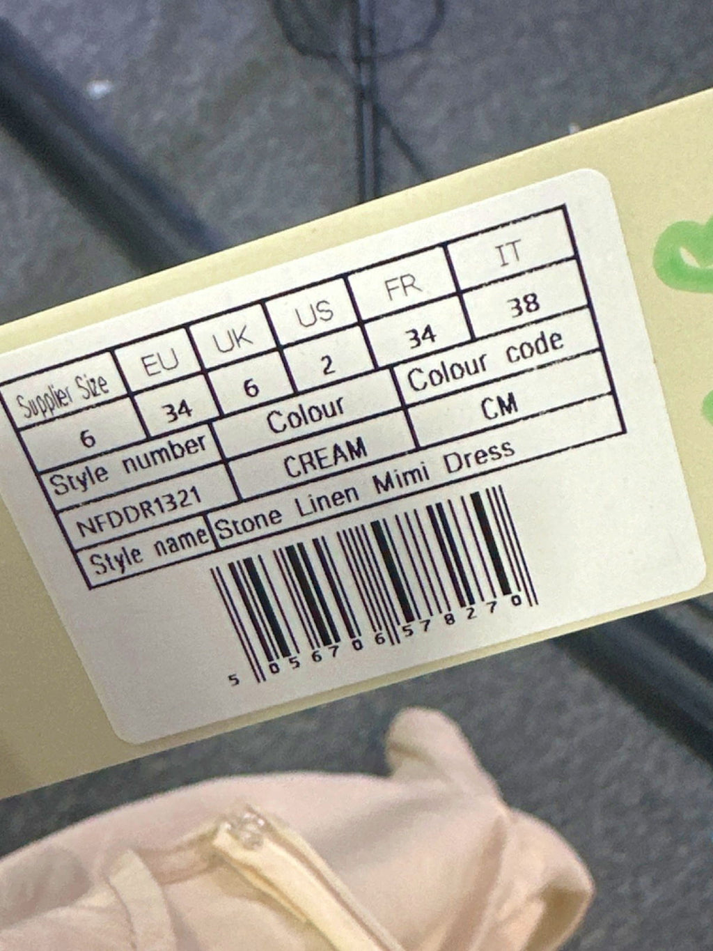 Never Fully Dressed Cream Stone Linen Mimi Dress UK 6