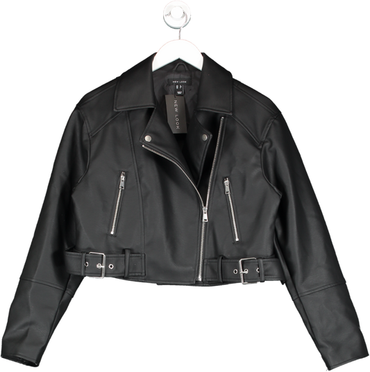 New Look Black Otis Crop Oversized Jacket UK 12