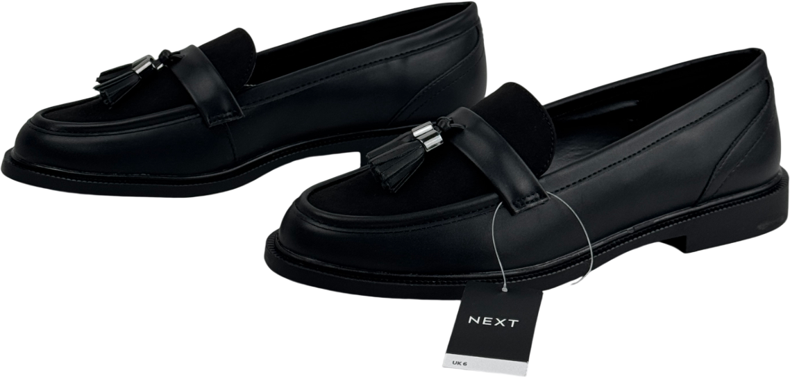 NEXT Black Forever Comfort Tassel Round Toe Loafers UK 6 EU 39 👠