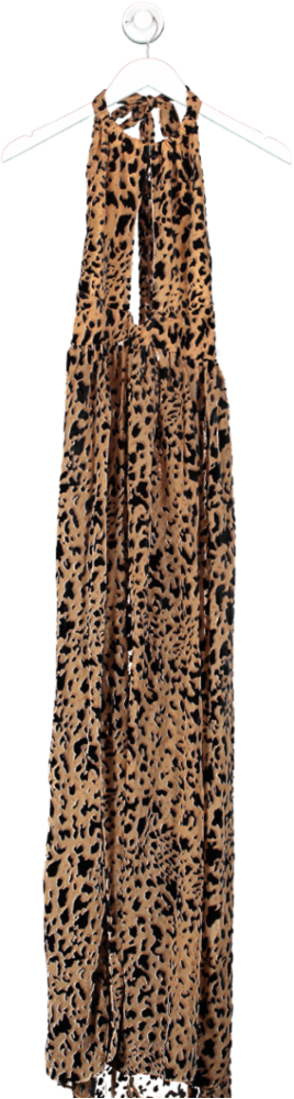 Meshki Brown Kendra Halter Maxi Dress UK S