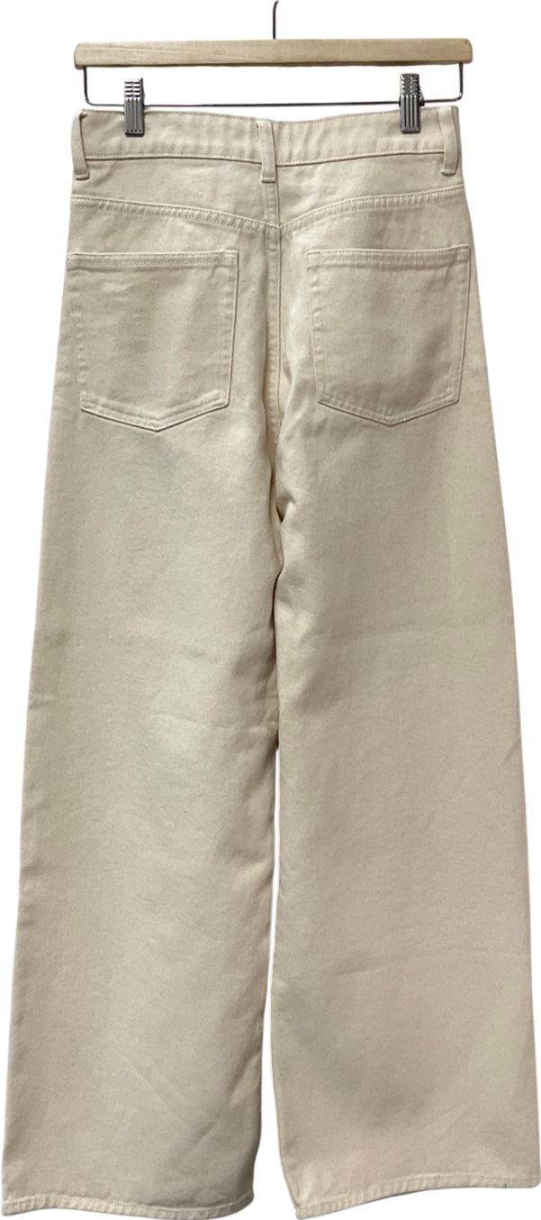 H&M Cream Wide High Cropped Jeans UK 6