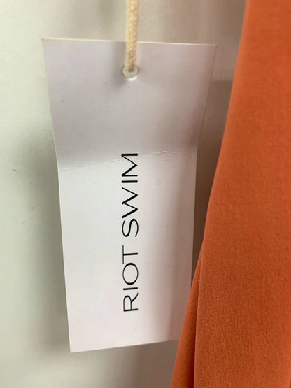 Riot Swim Orange Ruched Midi Dress UK S