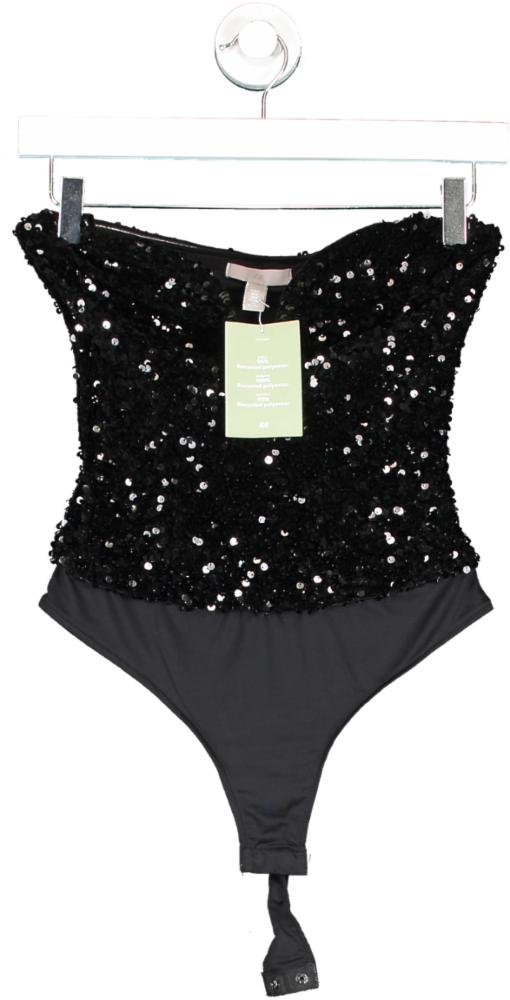 H&M Black Sequined Thong Body UK S