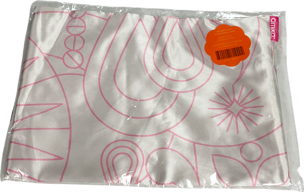 amika White And Pink Abstract Pillow Case