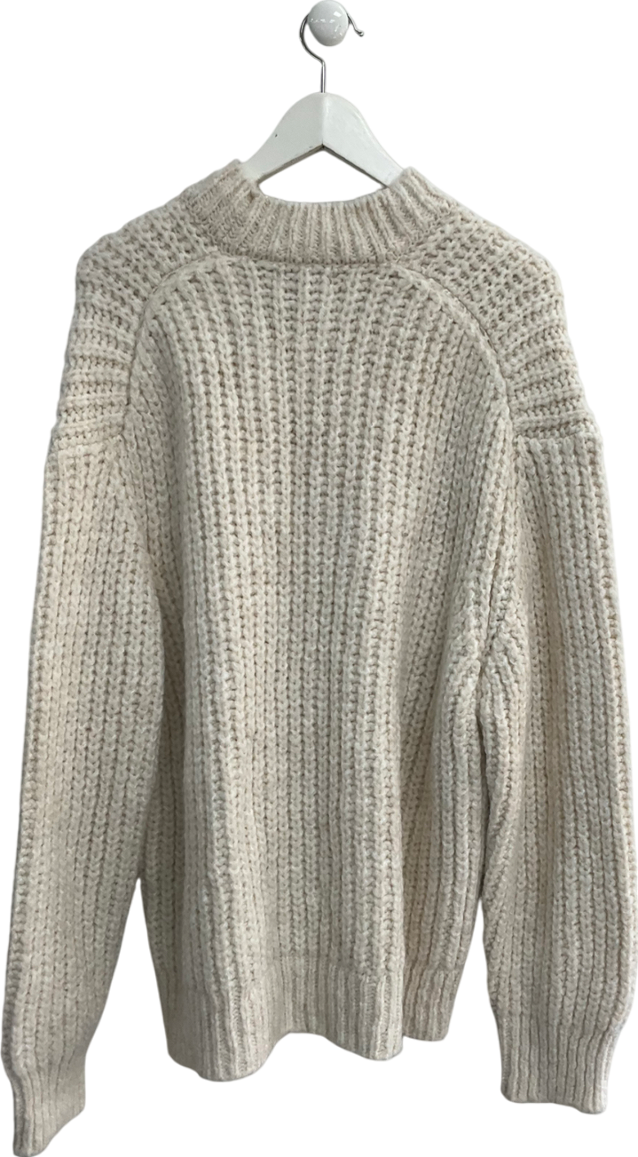 River Island Cream Loose Fit Chunky Knit Sweater UK M