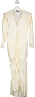Nisse Cream Ruched Shirt Maxi Dress UK 8