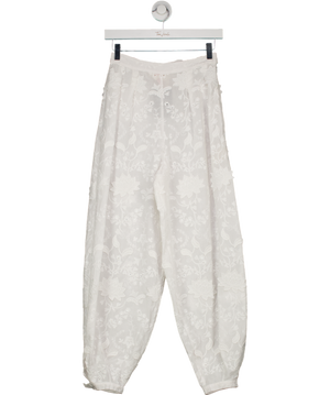 FARAWAY White Embroidered Cuffed Trousers UK 6