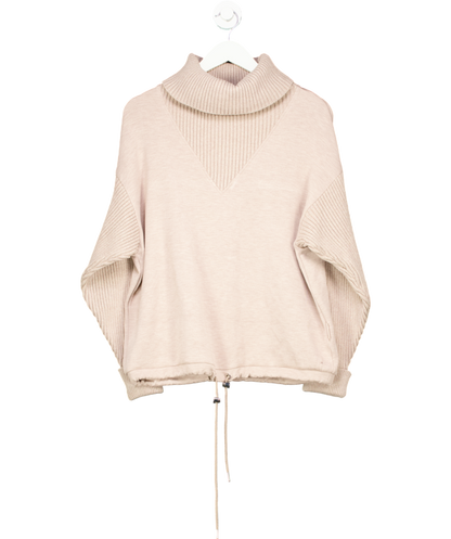 Varley Beige Doublesoft Hannah Cowl Neck Sweat UK M