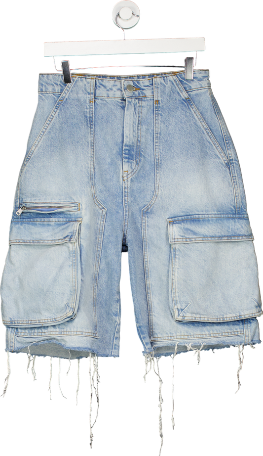 Zara Light Blue Denim Cargo Shorts UK 10