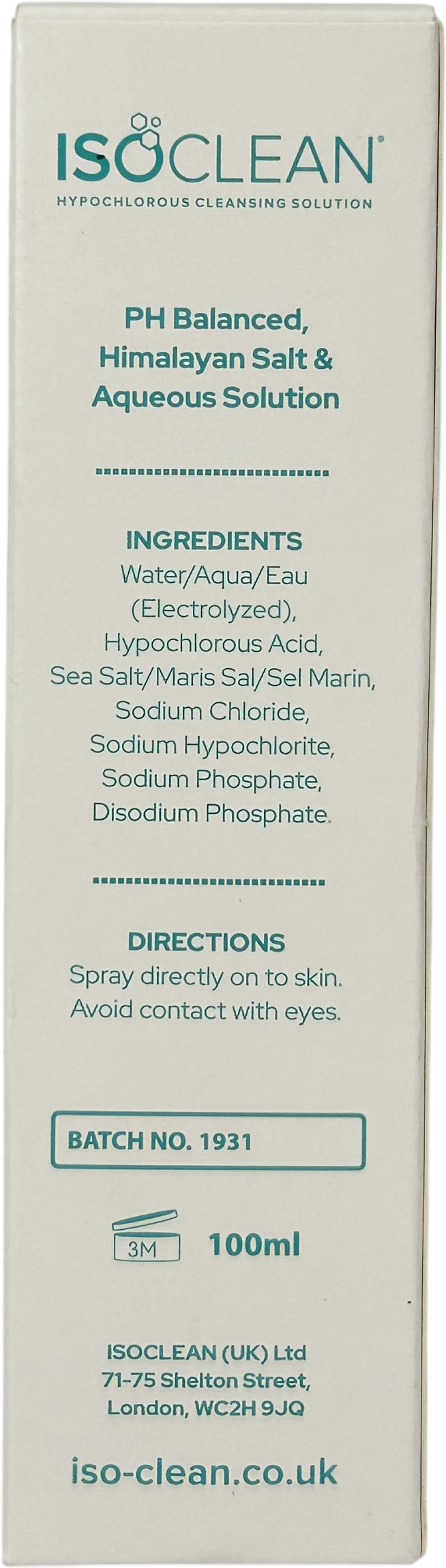 Isoskin Hypochlorous Cleansing Solution 100ml