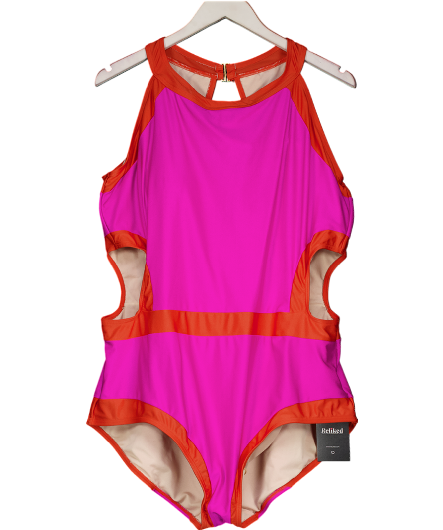 monif c Orange Pink Curve Swimsuit Cut Out UK 20