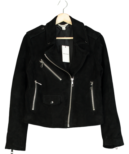 Whistles black suede biker jacket UK 10