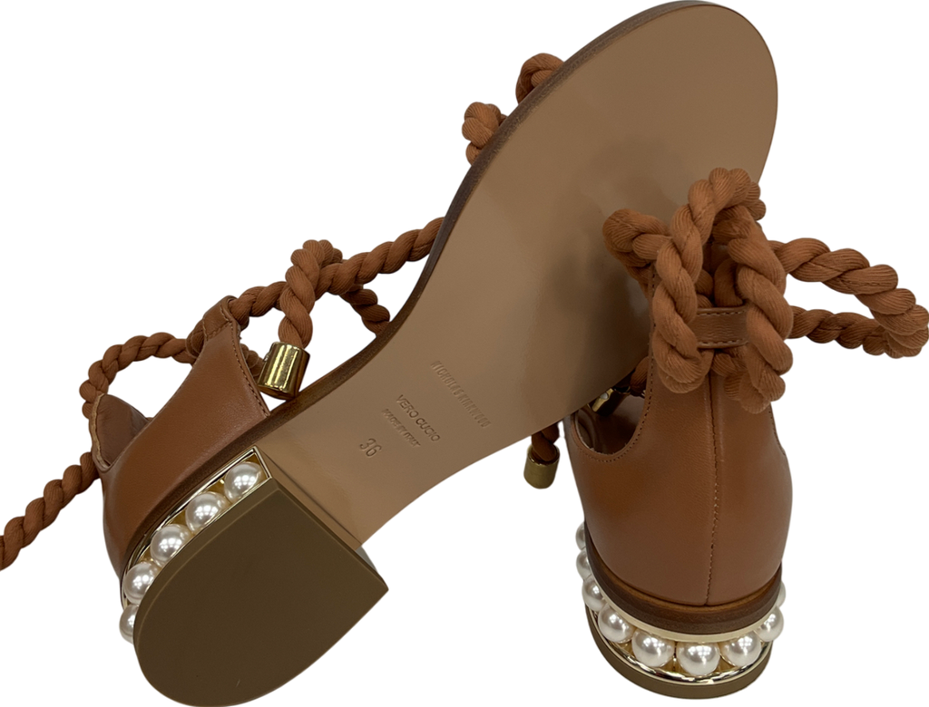 vero cuoio Brown Rope Tie Leather Sandal UK 3 EU 36 👠