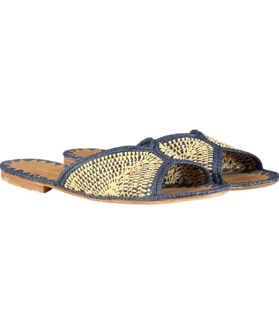 Carrie Forbes Blue Salon Woven Slide Sandals UK 8 EU 41 👠