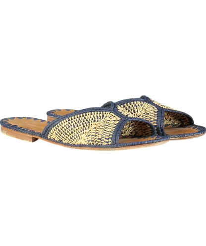 Carrie Forbes Blue Salon Woven Slide Sandals UK 8 EU 41 👠