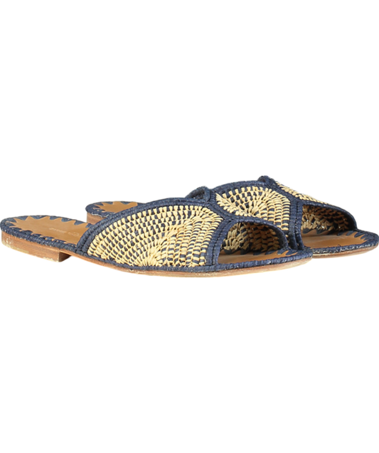 Carrie Forbes Blue Salon Woven Slide Sandals UK 8 EU 41 👠