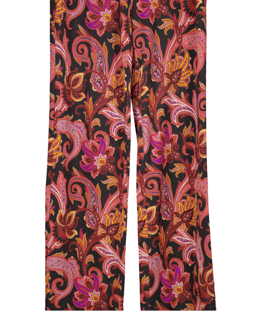 Etro Black Paisley Straight Leg Trousers UK 14