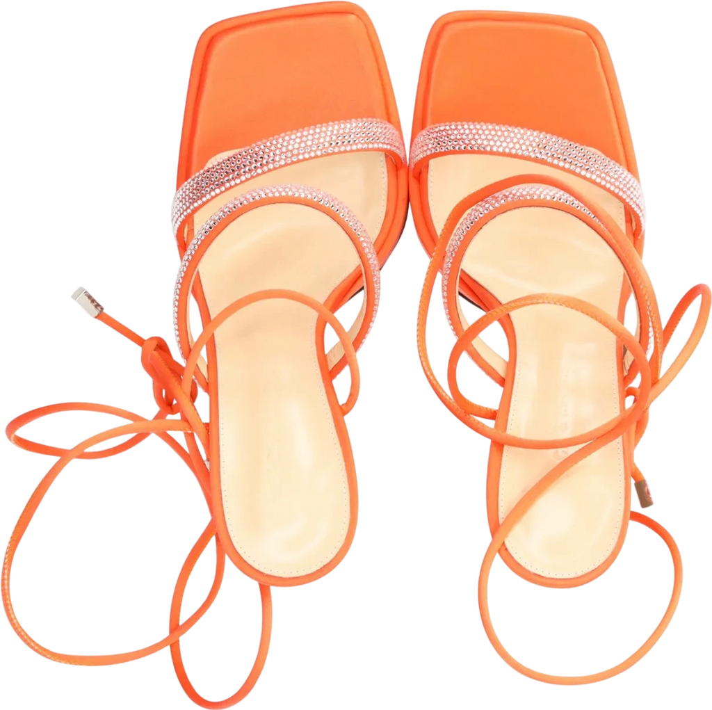 MACH & MACH Sandals - Devon Orange Crystal Embellished Platform Heel UK 5 EU 38