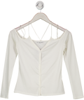 All the Ways White Cassia Long Sleeve Ribbed Top UK XS