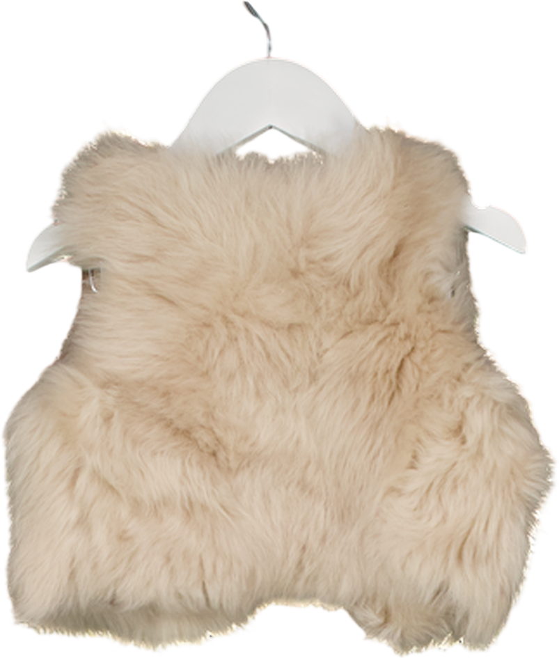 BELLE ENFANT Beige Luxury Cream Shearling / Leather Reversible Gilet 3 Years