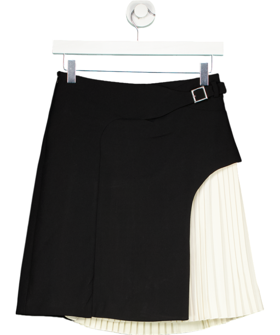 Karen Millen Black Tailored Buckle Detail Pleated Skirt UK 6