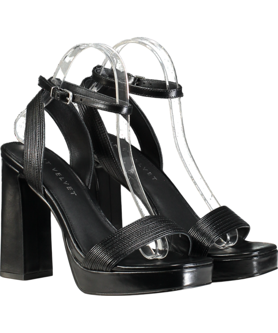 Mint Velvet Fia Black Strappy Platform Heels UK 5 EU 38 👠
