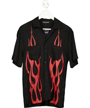 Vision Of Super Black Shirt With Red Tribal Flames Print UK S