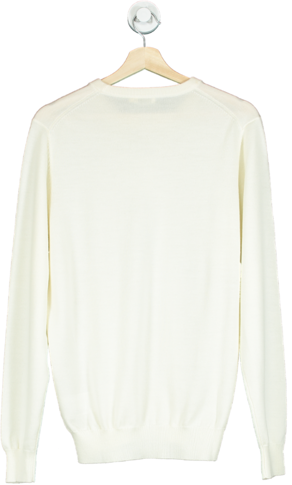 SuitSupply Cream Off-white Merino Crewneck Pure Wool UK L