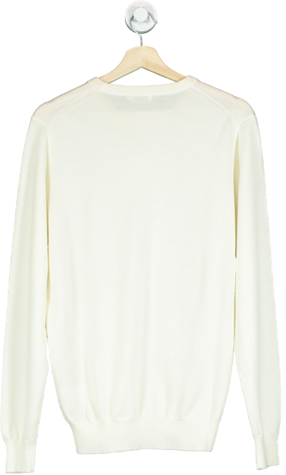 SuitSupply Cream Off-white Merino Crewneck Pure Wool UK L