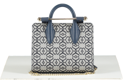 Strathberry Blue Nano Monogram Tote in Box