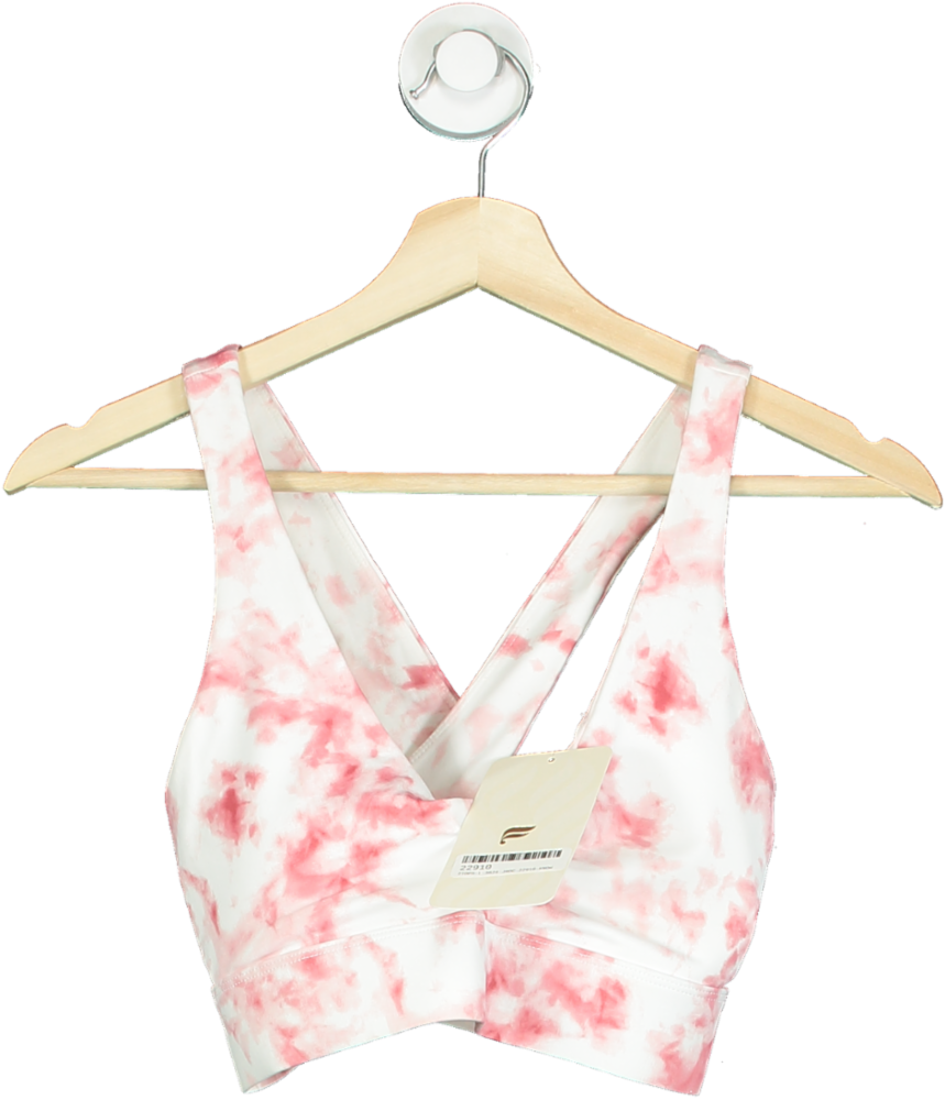 Fabletics Pink/White Oasis Twist-Front Sports Bra UK S