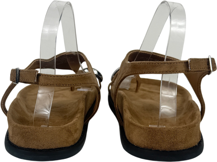 Topshop Brown Elsie Hardware Footbed Sandal In Taupe Faux Suede UK 7 EU 40