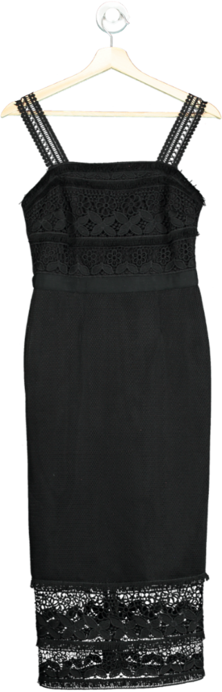 STAR by Julien Macdonald Black Crochet Detail Dress UK 8