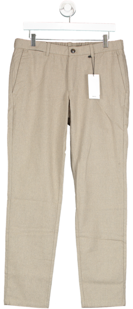 MANGO Beige Slim Fit Structured Cotton Trousers BNWOT W32