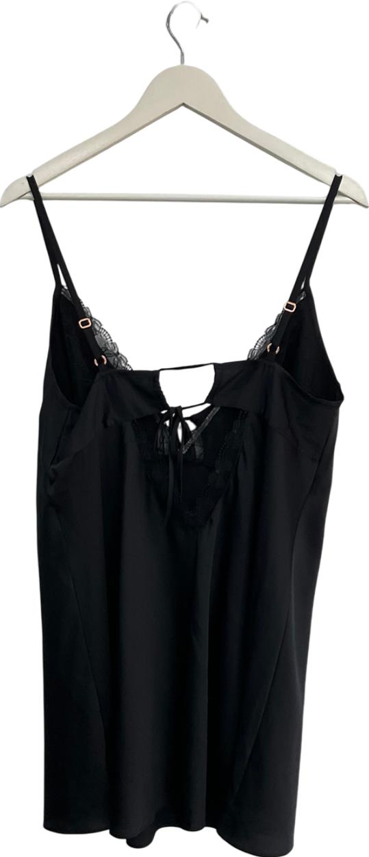 Lounge Underwear Black Satin Slip Dress UK XXL