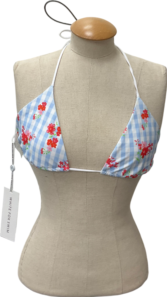 White Fox Blue Golden Hour Floral Bikini Top UK L