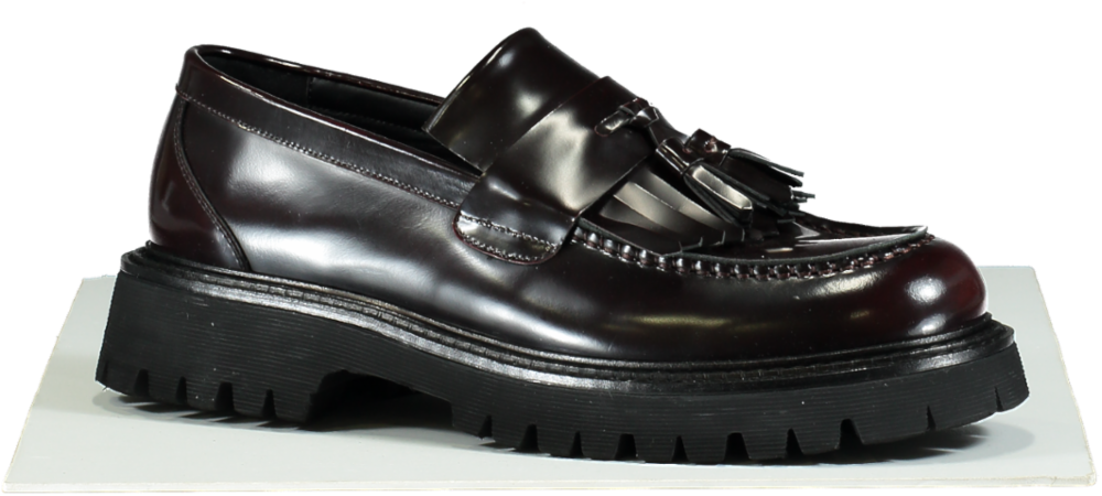 Steve Madden Burgundy Leather Tassel Loafers UK 11